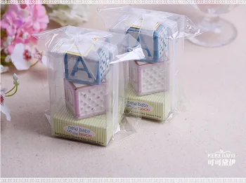

Fress shipping 100pes/50sets New Baby on the Block Ceramic Baby Blocks Salt Pepper Shaker for Party Supplies Christening Gifts