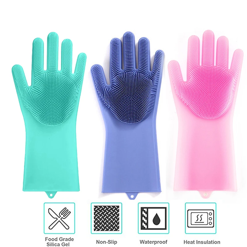 

Washing Cleaning Magic Silicone Gloves Dish Garden Kitchen Multipurpose Household Rubber Wash Cleaning Gloves for Dishwashing