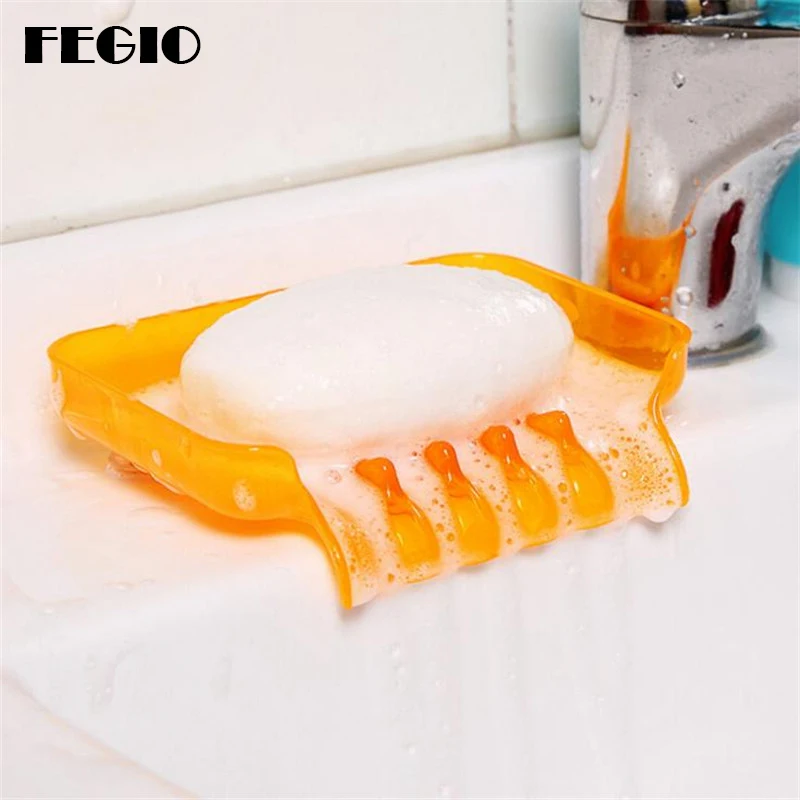 

1Pcs Multicolor Plastic Soap Dish Drain Soap Box Shower Soap Holder Draining Kitchen Sink Sponge Holder Bathroom Accessories F61
