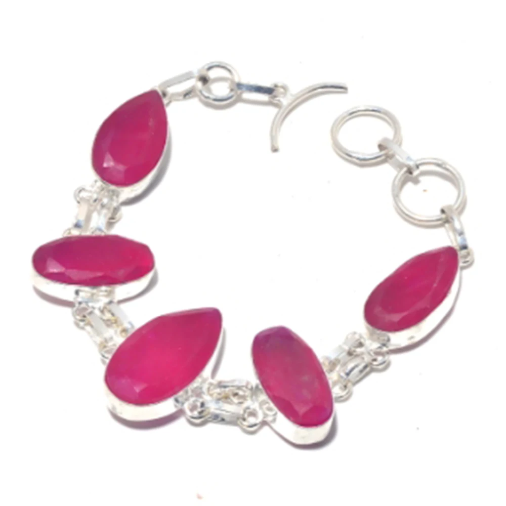 

Rubys Bracelet Silver Overlay over Copper, 20cm , B3878
