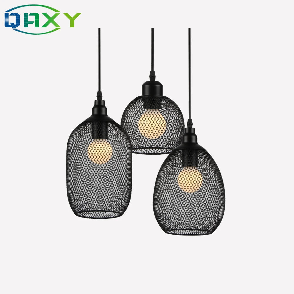 

Retro Black Metal Bottle Lamp Bar Room Pendant Light E27 Netty Cage Droplight LED Pendant Light Fixtures For Dining Room Bar