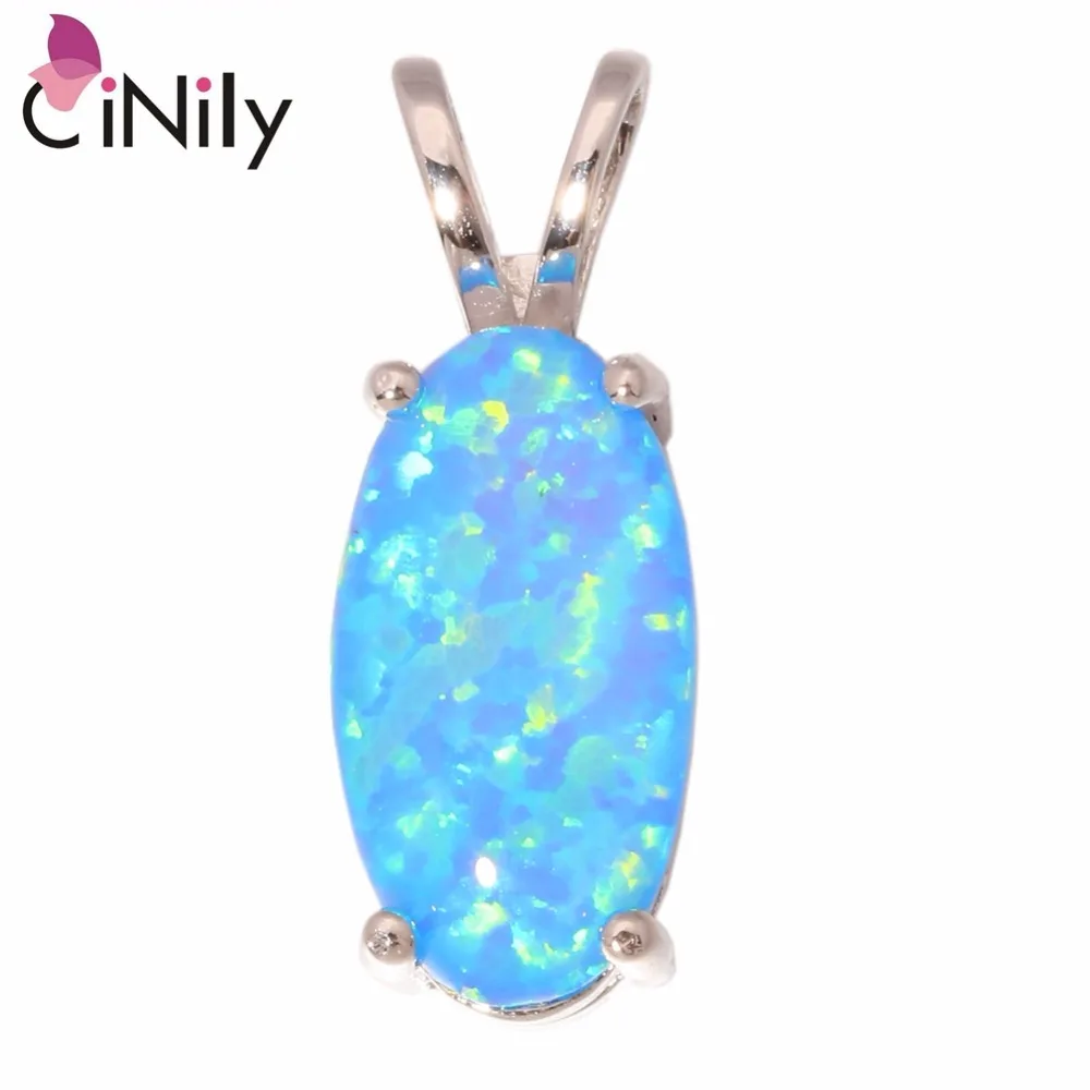 

CiNily Created Blue Fire Opal Sillver Plated Wholesale Hot Sell Fashion for Women Jewelry Gift Pendant 7/8" OD5435