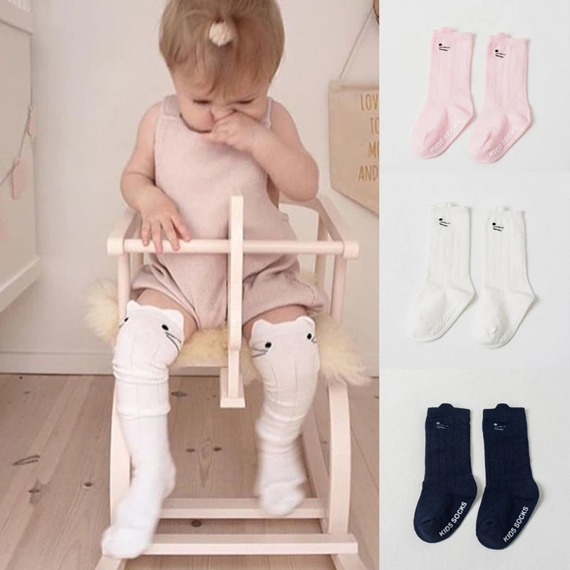 Toddler Kid Baby Girl Knee High Long Socks Bow Cotton Casual Stockings 0-4Y 