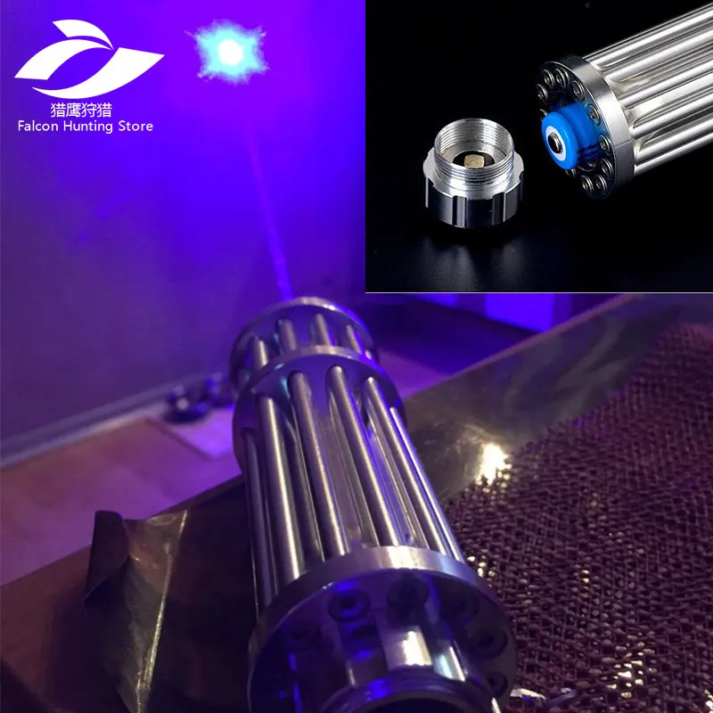 Tactical caza de alta potencia 5000000 M punteros láser azul 450nm Laser Scope Sight linterna quema partido/quemar cigarros ligeros /ca - 1