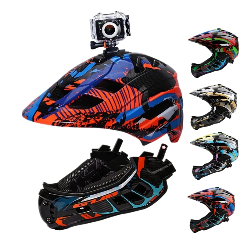 

GUB Camera Installable Kids Cycling Helmet Children Fullface Bike Helmet With LED Taillight Bicycle Helmet For Casco Scooter BMX