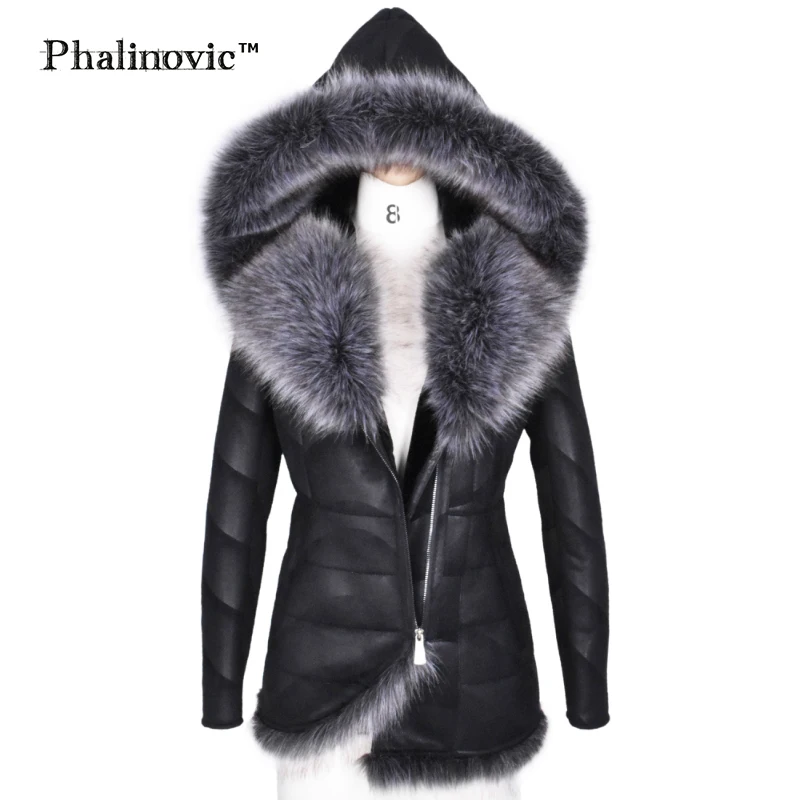 Phalinovic 2017 Winter Women Faux Fur Leather Coat Warmer Excellent Quality Thick Fur Jacket Woman Parkas Plus Size 5xl 6xl