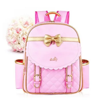 

children School bag fashion girl High quality nylon backpack attend school child pu leather water proof backpack Free shipping
