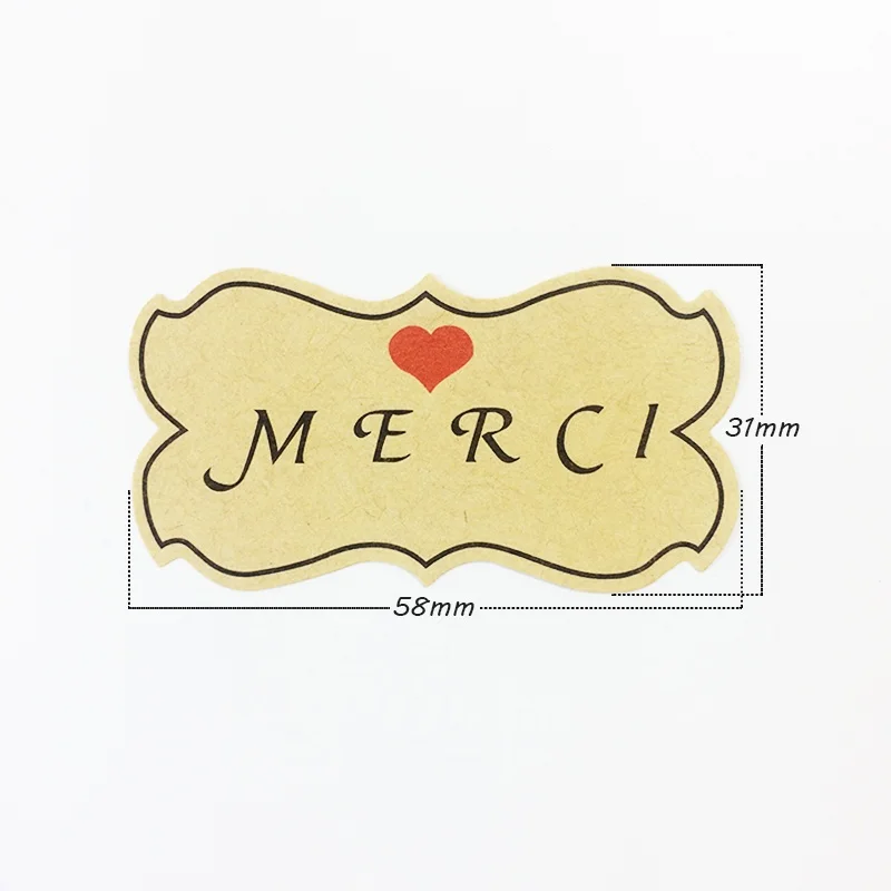 800 Pcs/lot MERCI With Red Heart Kraft Paper Sealing Sticker Labels For DIY Gift Wedding Party Favors Decoration Wholesale|lot lot|lot diymerci