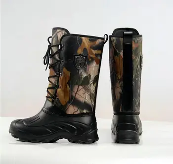 

PLUS size mens Camouflage hunting fishing Boots Wellington wear boots EVA Lightweight camouflage waterproof snow boots 30cm