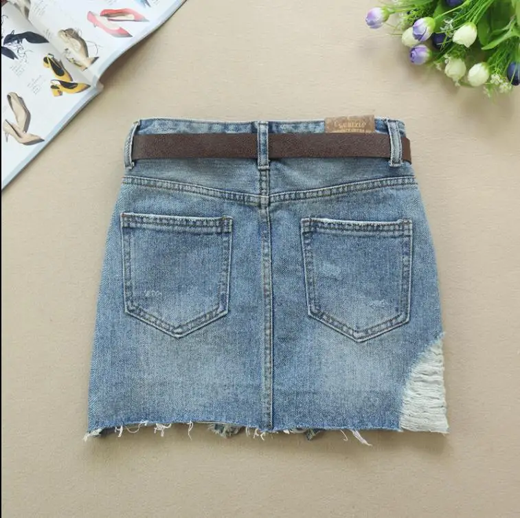 Женские рваные джинсы Faldas Mujer Moda джинсовые юбки с высокой талией размер S/Xl
