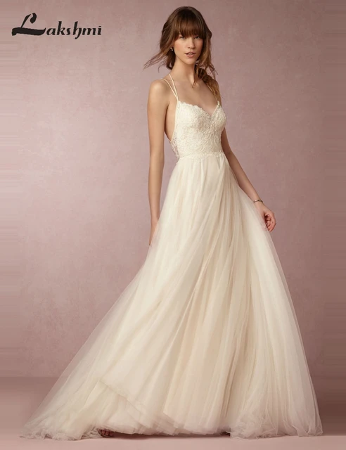 Exquisite Spaghetti Straps Lace Wedding Dresses Criss Cross Back A Exquisite Spaghetti Straps Lace Wedding Dresses Criss Cross Back A Line Vintage Bridal Gowns