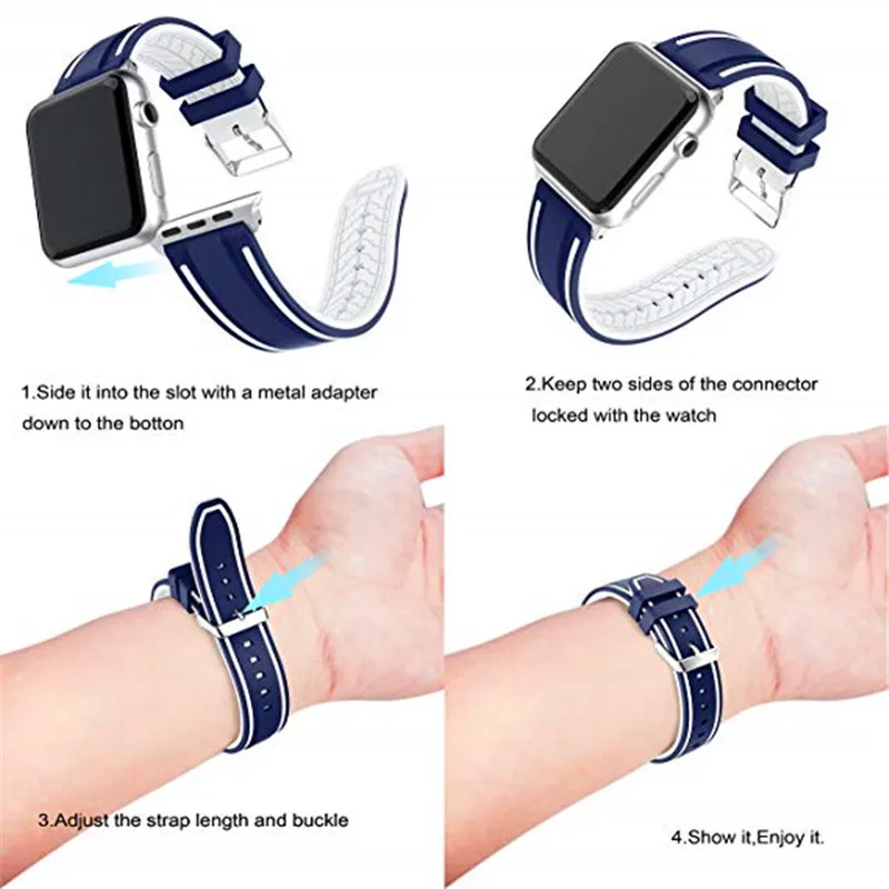Мягкие силиконовые спортивные наручных часов Apple Watch версии совместим с Watch4/3/2/1