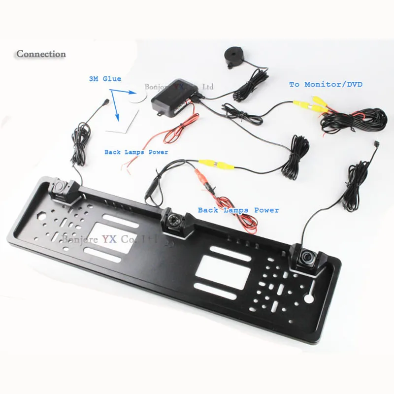 Koorinwoo Европейская Автомобильная рамка для номерного знака, камера для парковки, камера заднего вида, 8IR, ночное видение, два датчика парковки, Реверсивный