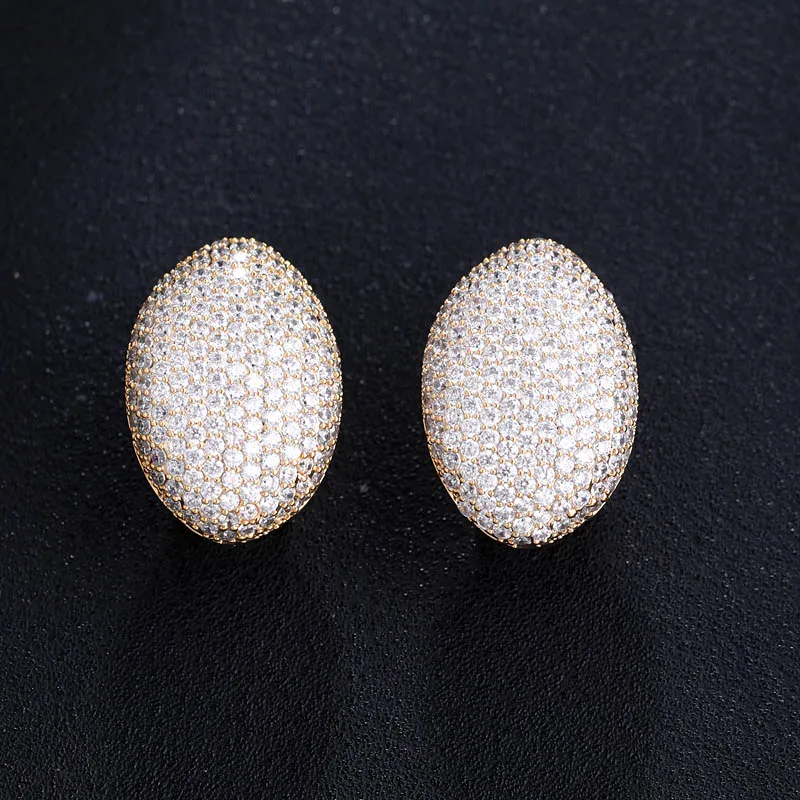 

jankelly Luxury Brand Geometric Shape Full Cubic Zirconia Inlaid Korean earrings Stud Earrings pendientes mujer moda 2018