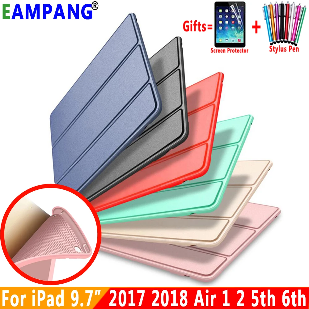 Мягкий силиконовый чехол на заднюю панель для Apple iPad 9,7 Air 1 2 5 6 5th 6th Generation Smart Sleep Awake кожаный чехол Funda Coque
