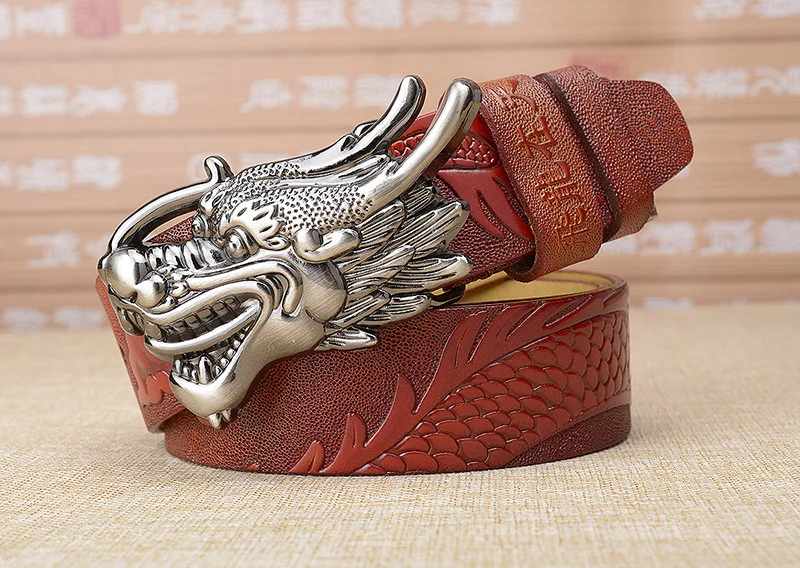 Роскошный китайский дракон мужской ремень из натуральной кожи пояс из воловьей кожи ремень с пряжкой деловые ремни для мужчин Подарки для папы