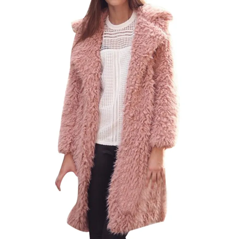

ROPALIA Women Fur Cardigan Coat Female Autumn Winter Warm Big Size Coat Fashion Long Sleeve Overcoat Slim Winter Coats