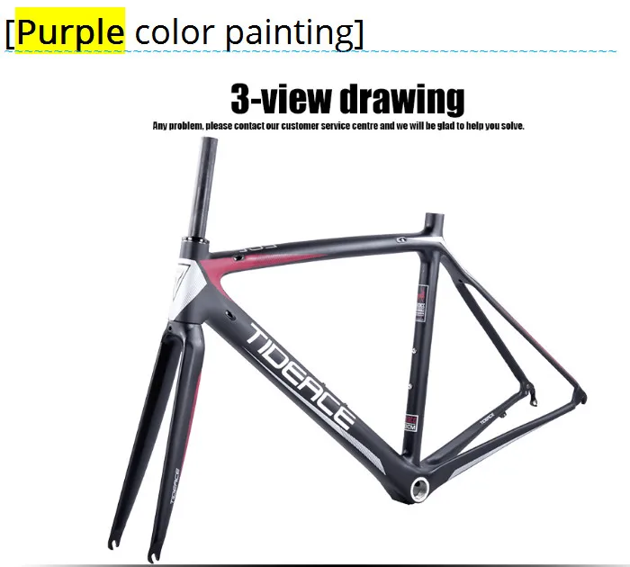 Excellent 2017-2018 Tideace aero Cadre Route Frameset Made in China Carbon Fiber Road Bike Frame Bicycle Frame 50/53/55cm 28