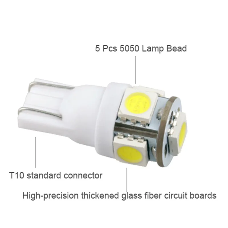 Leites 100pcs Top Quality Super BrightsLight 194 168 w5w t10 Led 5050 5SMD Instrument Lamp Automotive LED License Plate Lights.01