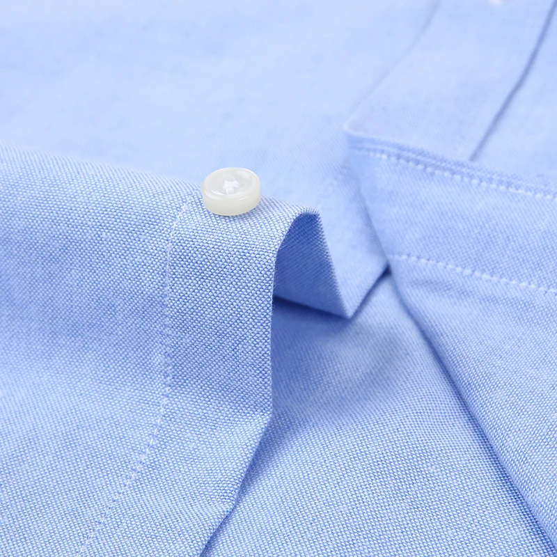 Tanie 2019 lato z krótkim rękawem Oxford tkaniny koszule przycisk w dół kołnierz wygodne męska koszula biznesowa na co dzień