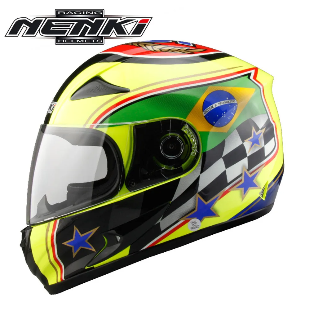 NENKI Полный мотоциклетный шлем Capacete da Motocicleta мотошлем Casque Kask 816z гоночная езда Мужской Женский шлем с шарфом