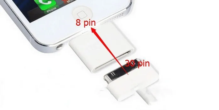 

Portable Mini Cell Phone Charger Adapter Converter 30 pin to 8 pin Needle Adapter For Apple iPhone 4 to 5 5c 5s