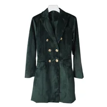 New Behind the European style suit collar zip velvet long suit coat blouse