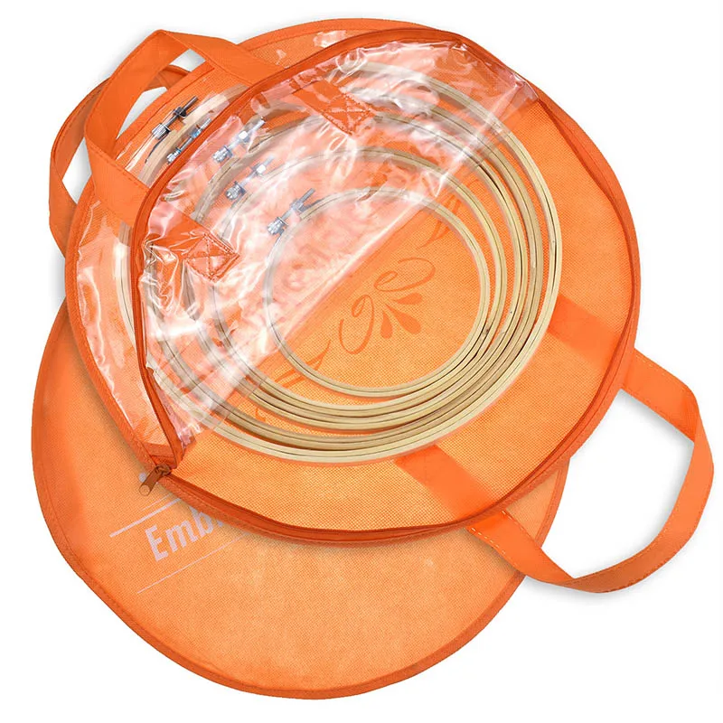 

13-26cm Embroidery Hoop Portable Chinese Art Craft Bamboo Frame Round Circles 5Pcs Sewing Needwork Tools with Orange Storage Bag