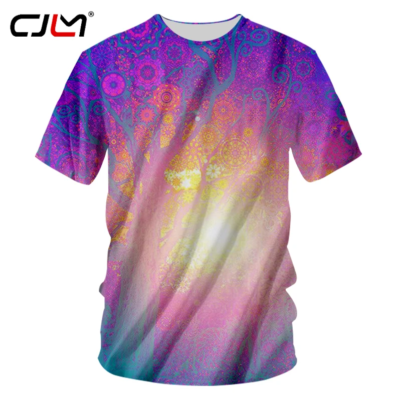 

CJLM Gradient Tshirts Men Cool Print Light Trees Forest T-shirt Homme Casual T Shirt Harajuku Summer Hot Tees Tops Plus Size 7XL