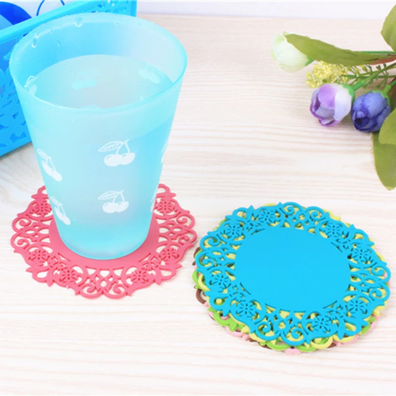 5PCS OR 10PCS/Pack Cute Colorful Silicone Soft Rubber Coaster Cup Mat Pad for Hot Mug Glass Plate Random Color | Дом и сад