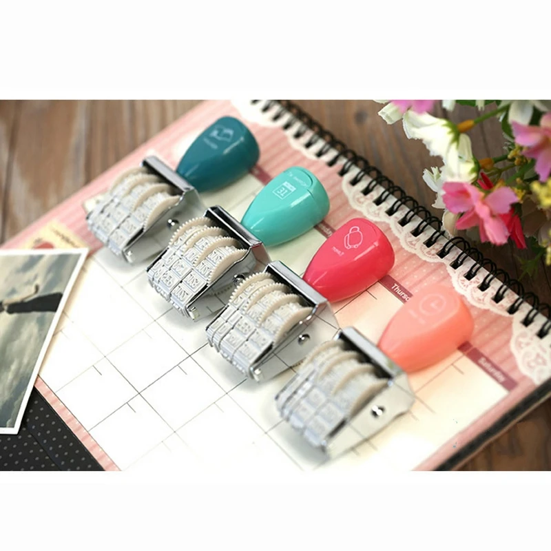 

DIY Vintage Plastic Rolling Stamp Month Date Wheel Stamps Diary Album Scrapbooking Stationery