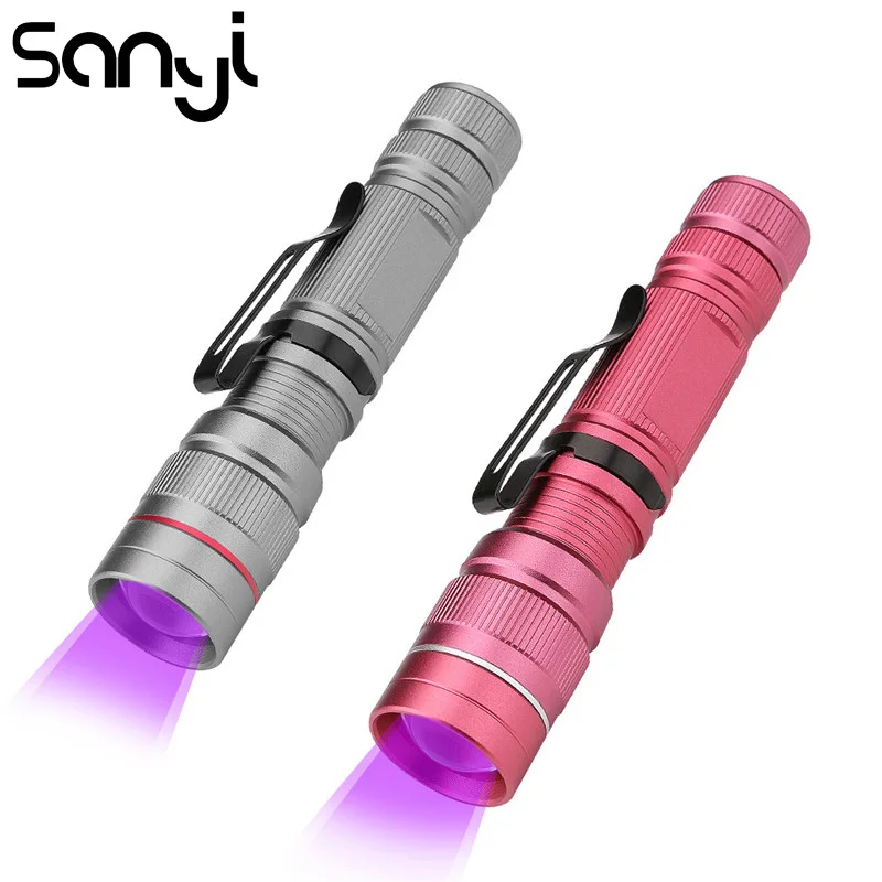 

SANYI UV Flashlight 3 Modes Portable Lamp 2000LM Lantern Ultra Violet Invisible Ink Marker Detection Torch Light 1* 1450/AA