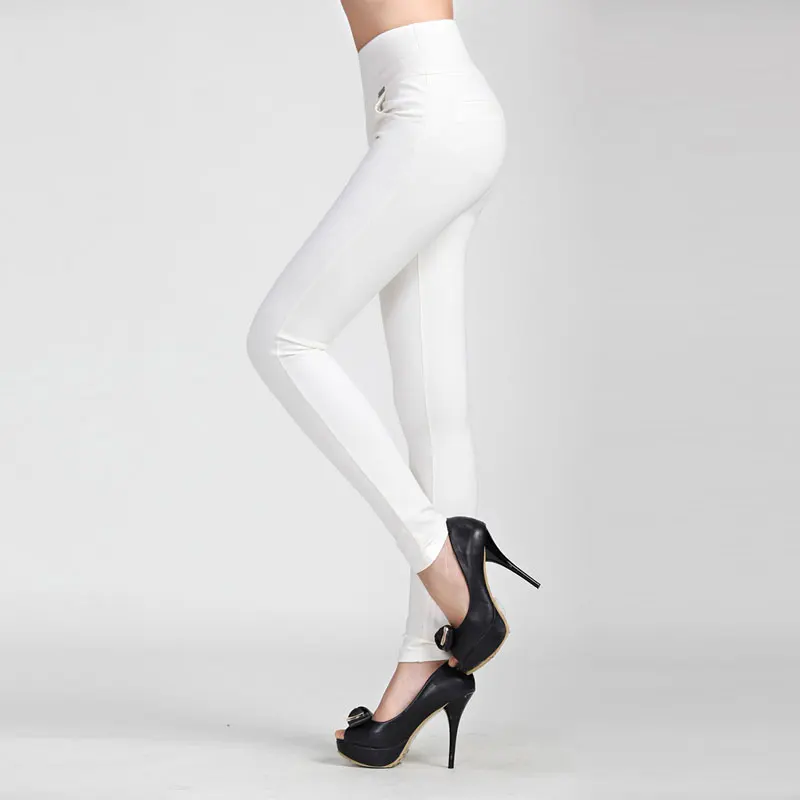 HEE GRAND/Новинка, зимние эластичные женские штаны размера плюс 6XL, хлопковые флисовые узкие брюки с высокой талией, женские брюки WKP268 - Цвет: White