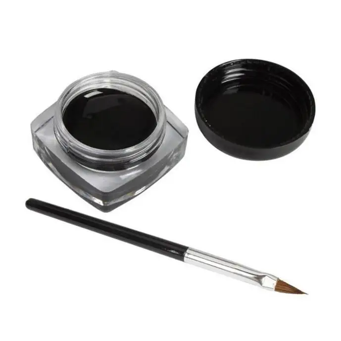 

2 PCS Mini Eyeliner Gel Cream With Brush Makeup Cosmetic Black Life Waterproof makeup kit full professional kyliejenner cosmetic