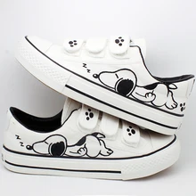

New 2018 Summer Graffiti Canvas Shoes Hand Painted Cartoon Women Shoes White Size 35 ~ 44 Hot Sales Plus Women Shoes
