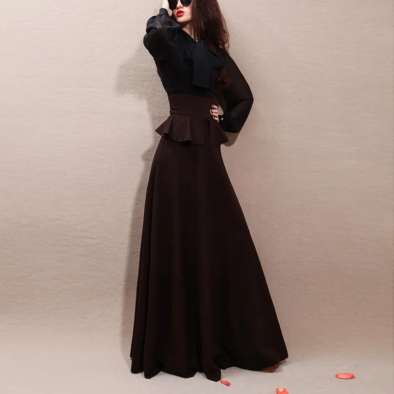 Настраиваемая Женская осенне-зимняя длинная юбка размера плюс XS 8XL с высокой талией, 50% шерстяная длинная юбка etek, макси-юбка-пачка, юбки saias faldas longa