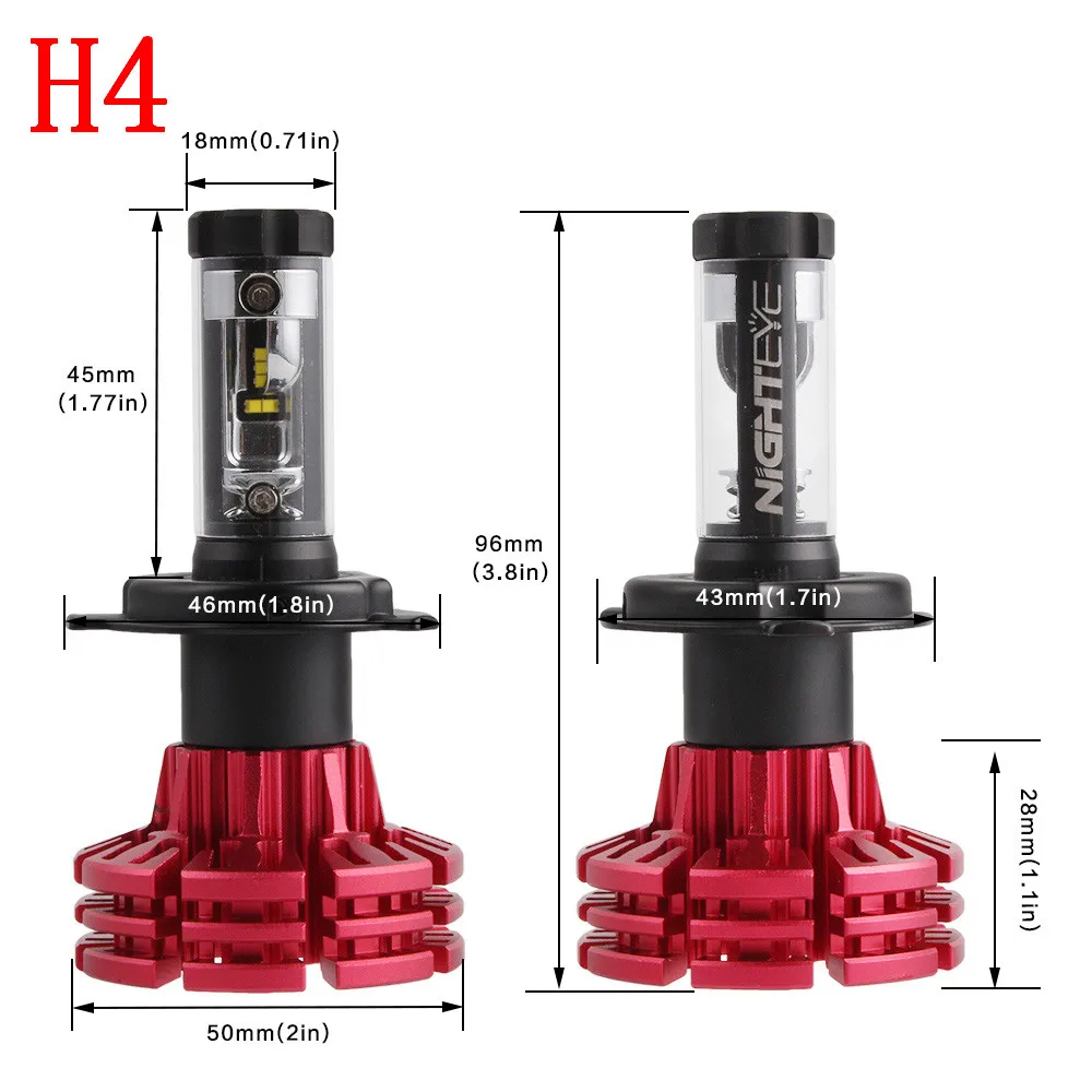 

Panlelo h4 led car lamps Headlights fog lights 9000LM/Set 12V Plug&Play 6000K white LED Light bulbs for cars Free shipping