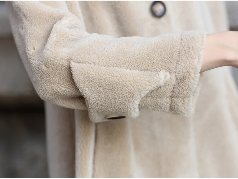 Discount AYUNSUE Sheep Shearling Jacket  Women Real Wool Fur Coat  2019 New Female Long Warm  Overcoat chaqueta mujer invierno LX2377 12