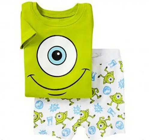 Новинка; комплект детской одежды; Пижама с короткими рукавами и рисунком для маленьких мальчиков; летние детские хлопковые пижамы; одежда для сна для мальчиков - Цвет: Зеленый