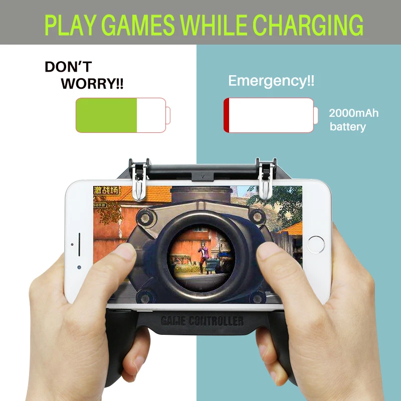  2000/4000mAh Pubg Controller Pubg Mobile Trigger L1R1 Shooter Joystick Game Pad Phone Holder Coolin