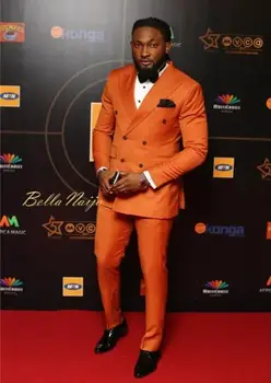 

Orange Tuxedos With Double Breasted Buttons 2017 Custom Made Men Suit Casual Blazer Party Tuxedo 2 Piece Terno(Jacket+Pants+Bow)