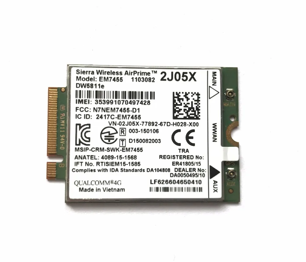 New EM7455 DW5811E PN 2J05X FDD/TDD LTE CAT6 4G Module 4G Card for E7270 E7470 E7370 E5570 E5470