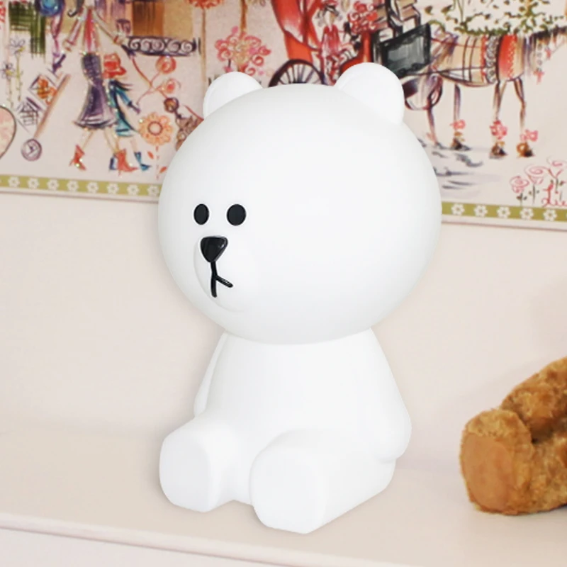 Lâmpada de Mesa Luminárias para o Bebê Quarto dos Miúdos Luz da Noite das Crianças Urso Marrom Bonito Lâmpada Lampe Lamparas Led Criativo 14 Luzes noturnas