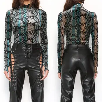 

Women Ladie Fashion Long Sleeve Bodysuit Stretch Leotard Tops Jumpsuit Casual High-neck Women Sexy Slim Playsuit