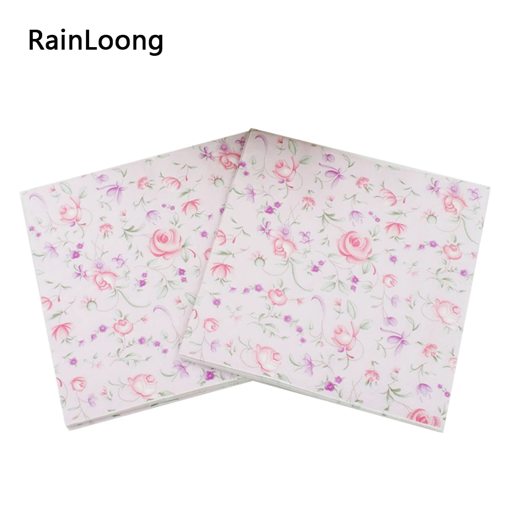 

[RainLoong] Paper Napkins Small Rose Festive & Party Tissue Decoration 33cm*33cm 5packs (20pcs/pack)