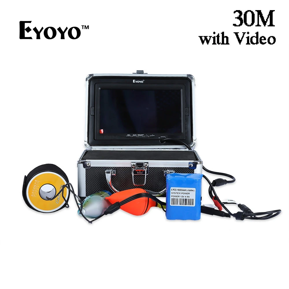 

Eyoyo 30M 1000TVL Underwater Fishing Finder Fish Video Camera Monitor with Sun Visor White LED 7 Inch Digital TFT Screen