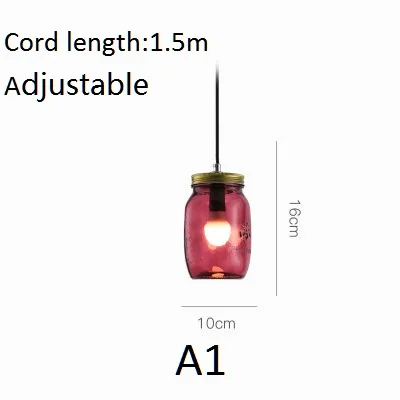 LukLoy цветная стеклянная бутылочка подвесной светильник s светодиодный кухонный светильник светодиодный светильник прикроватная подвесная потолочная лампа лампы Лофт светильник ing светильники - Цвет корпуса: A1