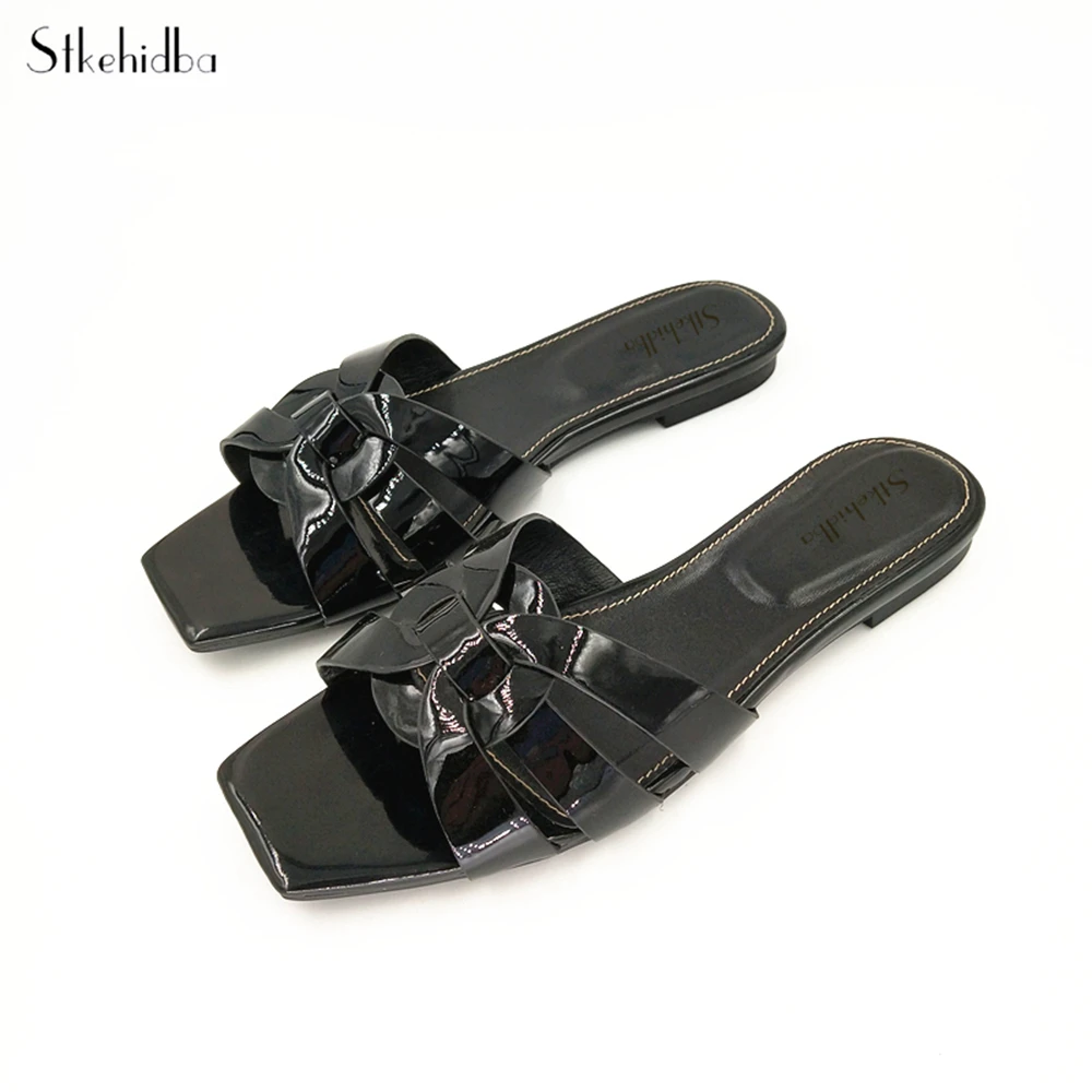Aliexpress.com : Buy Stkehidba Designer Slide Sandals Genuine Cow Leather Women's Slippers 