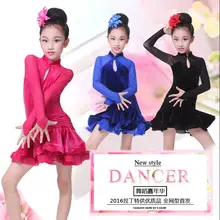 Новинка года; стильные костюмы для латинских танцев для девочек; бархатные танцевальные платья для девочек; платья для латинских танцев; кисея с длинным рукавом