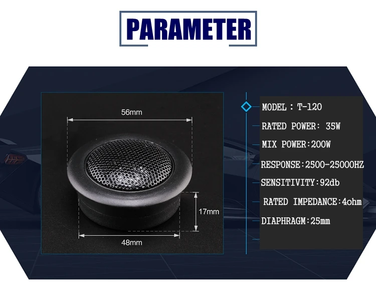 2 шт. автомобильный динамик твитер 200 Вт Горячая супер мощность громкий 25 мм Купольные твитеры Высокое качество без жалобы 92 дБ 4 Ом 2500-25000 Гц